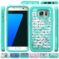 Galaxy S7 Edge Case, HLCT Rugged Shock Proof Dual-Layer Case for Samsung Galaxy S7 Edge (2016) (Green White A) N27