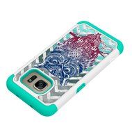 Galaxy S7 Edge Case, HLCT Rugged Shock Proof Dual-Layer Case for Samsung Galaxy S7 Edge (2016) (Green White A) N28