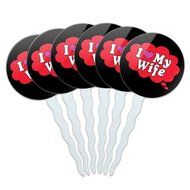 Set of 6 Cupcake Picks Toppers Decoration I Love Heart - Sloths N48
