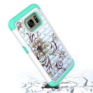 Galaxy S7 Edge Case, HLCT Rugged Shock Proof Dual-Layer Case for Samsung Galaxy S7 Edge (2016) (Green White A) N33