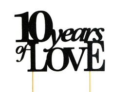 Black 10 Years of Love Cake Topper N2