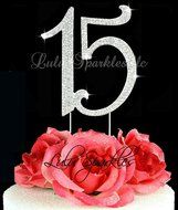 Lulu Sparkles LLC Quinceanera 15 Rhinestone Crystal Cake Topper 15 Birthday Anniversary Diamante Bling Monogram...