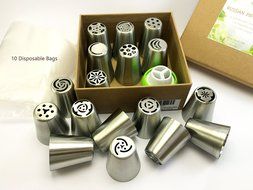 Russian Piping Tips - 44 pcs/set - Stainless Steel Large Icing Nozzles for Cake Cupcake Flower Decorating by VISUON... N3