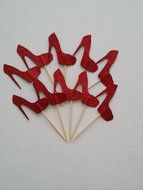 Red Glitter High Heel Cupcake Toppers-10 Pieces for Birthdays/Bachelorette/Bridal Shower N2