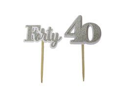 All About Details Silver Forty Cupcake Toppers, Set of 12 N3