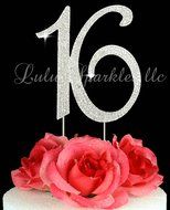 Lulu Sparkles LLC Silver Crystal Rhinestone Bling Sweet 16 Monogram Cake Topper Birthday Anniversary Large Size...