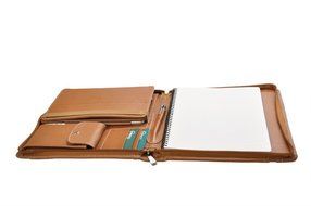 Letter-Size Leather Portfolio With Detachable iPad Air 2 / iPad Air Holder and Multiangle Viewing, Black N22