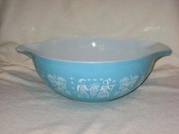 Vintage 1950's Pyrex " Butterprint " 1 1/2 Quart Cinderella Mixing Nesting Bowl #442 - Teal w/ White