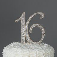 16 Cake Topper 16th Birthday Party Supplies Crystal Rhinestone Decoration (Gold) N10