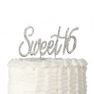 16 Cake Topper 16th Birthday Party Supplies Crystal Rhinestone Decoration (Gold) N15