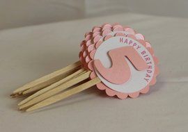 All About Details Shimmer Pink 5th Birthday Cupcake Toppers, Set of 12