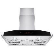 AKDY&reg; 30" Kitchen Stainless Steel Range Hood Wall Mount w/ Touch Control Panel Dual LED Lights 3 Baffle Filters