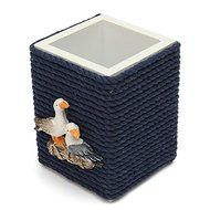 Mediterranean Style Pen Holder Pen Pot Container Multifunction Storage Box Home Office Desktop Decor Wood Crafts N6