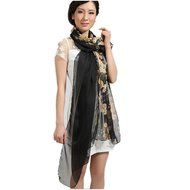 TR.OD Imitation Silk Women Flower Plum Print Scarf long