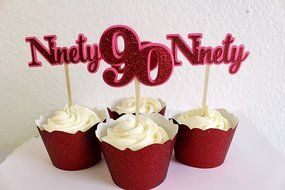 All About Details Red Ninety Cupcake Toppers, Set of 12