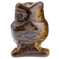 JOVIVI 1pc Natural Carved Gemstones Owl Figurine 1.5'' Room Decoration, with Gift Box (Tiger Eye) N5