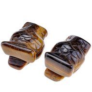 JOVIVI 1pc Natural Carved Gemstones Owl Figurine 1.5'' Room Decoration, with Gift Box (Tiger Eye) N6