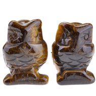 JOVIVI 1pc Natural Carved Gemstones Owl Figurine 1.5'' Room Decoration, with Gift Box (Tiger Eye) N8