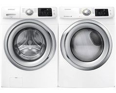 Samsung Appliance White Front Load Laundry Pair with WF42H5200AW 27" Washer and DV42H5200EW 27" Electric Dryer
