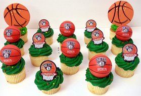 BROOKLYN NETS 14 Piece NBA Basketball Birthday Party Cupcake Topper Set - Includes All Cupcake Toppers and Accessories... N4