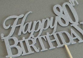 All About Details Silver Happy-80th-birthday Cake Topper