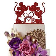 Sugar Yeti Made In USA Personalized Wedding Cake Topper Minnie Heart Mickey Initials With Date #25 Black N11