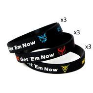 Pokemon Go Theme Silicone Wristband Bracelets [Set of 3] - Mystic [Blue] (1), Valor [Red] (1), Instinct [Yellow... N10