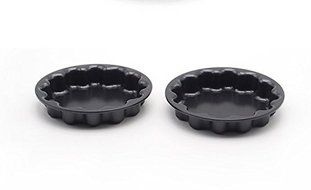 Astra shop 5.5-Inch Nonstick Petal Pan/Cake Pan/Pie Pan/Quiche Pan, Set of 2(Black) N3