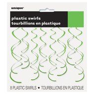 Plastic Hanging Swirl Decorations, 26&quot;, Light Blue, 8 Count N17