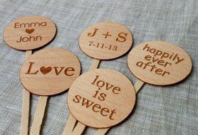 Wedding Cupcake Toppers - Wedding, Bridal Shower, Reception Cupcake Picks - Personalized Cupcake Toppers - Choose... N3