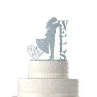 Sugar Yeti Made In USA Personalized Wedding Cake Topper Love Groom Kissing Bride #15 Gold Mirror N12