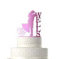 Sugar Yeti Made In USA Personalized Wedding Cake Topper Love Groom Kissing Bride #15 Gold Mirror N13