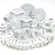 HOSL 10 Sets (33 Pcs) Plunger Cutters Sugarcraft Cake Decorating (Heart, Veined Butterfly, Star, Daisy, Veined...