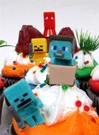 MINECRAFT 24 Piece Birthday CUPCAKE Topper Set Featuring Mini Minecraft Figures and Decorative Themed Accessories... N6