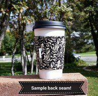 Fabric coffee cozy / cup sleeve / coffee sleeve / coffee cup holder -- Metallic gold and cream chevron