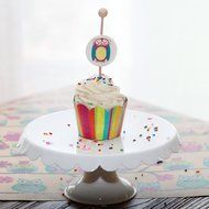 Retro Luau Flowers and Colorful Stripes, 36 Reversible Cupcake Wrappers, Confetti Couture Party Supplies N3