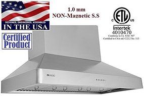 XtremeAIR Deluxe Series DL08-W48, 48", LED lights, Baffle Filters W/ Grease Drain Tunnel, Wall Mount Range Hood N4