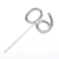 KLOUD City@ Crystal Rhinestone Bling Silver Number 60 Birthday 60th Anniversary Cake Top Topper (Number &quot;60&quot;)