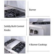 Anself THOR KITCHEN Stainless Steel Dual Fuel Range Professional Free Standing Gas Range, 4 Burners, 5.2 Cu. Ft... N6