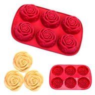 Ningmi 6 Cavity Mini Rose Silicone Cake Mold Pan With Accessory Peeler N5