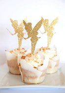 PuTwo 10 Counts Gold Glitter Angle Cupcake Toppers Cake Decorations N4