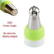 28 pcs Sphere Russian Piping Tips Set - 21 Icing Tips (XXL Size) + FREE 7 Piping Bags (Made in USA) + Tricolor... N8
