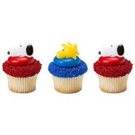 Peanuts Snoopy and Woodstock Cupcake Rings 24 pack Party Favors