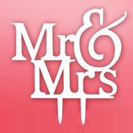 LOVENJOY with Gift Box Mr and Mrs Monogram Wedding Engagement Cake Topper (5.5-inch, Silver Glitter) N23