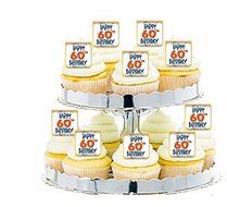 CakeSupplyShop Item#24223 24pk HAppy 60th Birthday Edible Cupcake Decoration Toppers / Picks