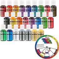 24 Color-US Cake Supply by Chefmaster Deluxe 24 Bottle Airbrush Cake Color Set - The 22 Most Popular Colors in... N4