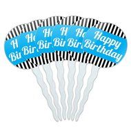 Set of 6 Cupcake Picks Toppers Decoration Birthday Party - Over the Hill Birthday Black Yellow N10