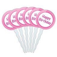 Set of 6 Cupcake Picks Toppers Decoration Birthday Party - Over the Hill Birthday Black Yellow N13