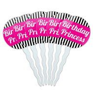Set of 6 Cupcake Picks Toppers Decoration Birthday Party - Over the Hill Birthday Black Yellow N16