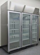 78 Inch Stainless Steel Freezer 3 Locking Glass Doors Reach in Merchandiser Commercial Grade Restaurant 70 Cu... N2